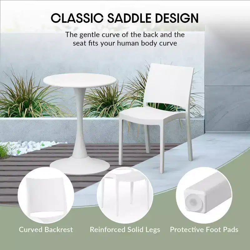 Ensemble de salle à manger rond de 5 pièces WestinTrends Playa en métal pour l'intérieur et l'extérieur avec chaises de salle à manger de terrasse empilables