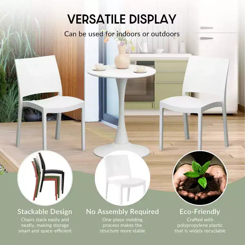 Ensemble de salle à manger rond de 5 pièces WestinTrends Playa en métal pour l'intérieur et l'extérieur avec chaises de salle à manger de terrasse empilables