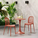 WestinTrends Playa 3-Piece Outdoor Indoor Metal Patio Dining Table Set With Stackable Polypropylene Patio Side Chairs