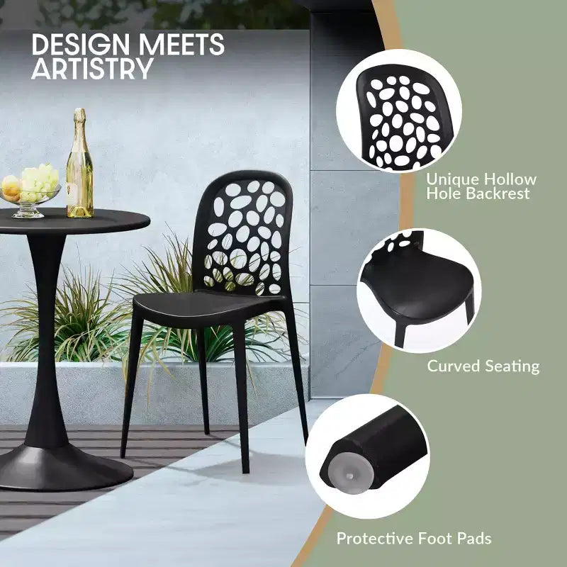 WestinTrends Playa 3-Piece Outdoor Indoor Metal Patio Dining Table Set With Stackable Polypropylene Patio Side Chairs