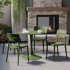 WestinTrends Playa 5-Piece Outdoor Indoor Round Metal Patio Dining Table Set With Stackable Patio Chairs