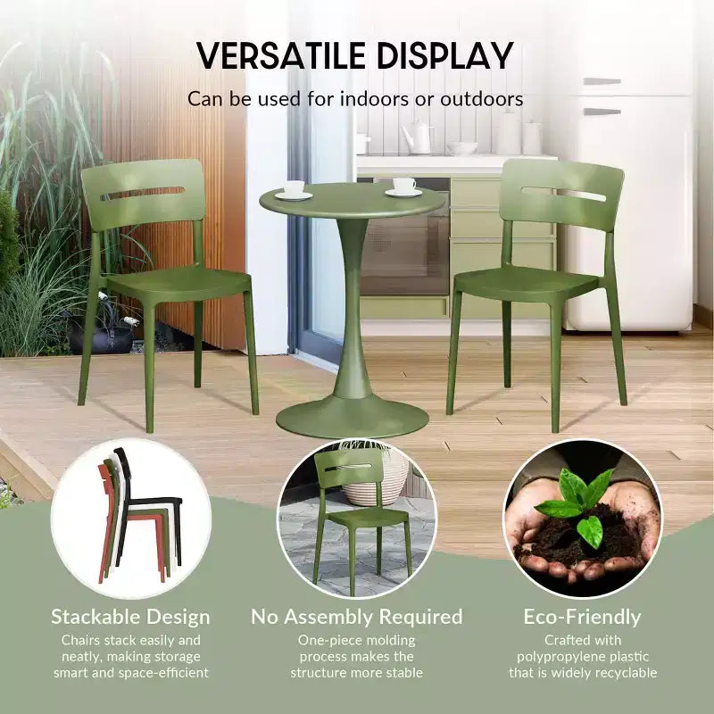 WestinTrends Playa 5-Piece Outdoor Indoor Round Metal Patio Dining Table Set With Stackable Patio Chairs