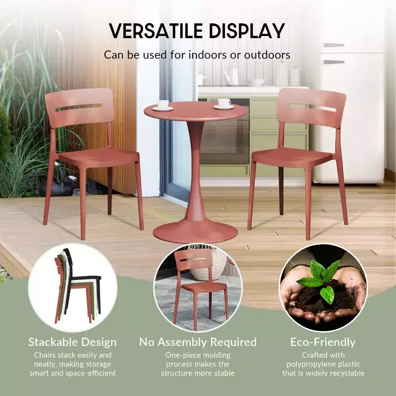 WestinTrends Playa 5-Piece Outdoor Indoor Round Metal Patio Dining Table Set With Stackable Patio Chairs