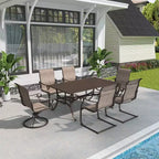 Mondawe 7-Piece Outdoor Steel Dining Set,With 1 Square Table & 6 Dining Chairs