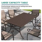 Mondawe 7-Piece Outdoor Steel Dining Set,With 1 Square Table & 6 Dining Chairs