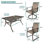 Mondawe 7-Piece Outdoor Steel Dining Set,With 1 Square Table & 6 Dining Chairs