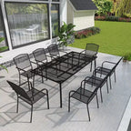 Mondawe 9-Piece Outdoor Dining Set,Steel Frame Mesh Table & Chairs Set