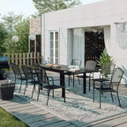 Mondawe 9-Piece Outdoor Dining Set,Steel Frame Mesh Table & Chairs Set