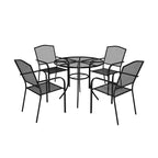 Mondawe Ensemble de salle à manger 5 pièces en maille d'acier avec 1 table de salle à manger ronde et 4 chaises de salle à manger