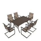 Mondawe 7-Piece Outdoor Steel Textiliene Dining Set With 6 Chairs & 1 Umbrella Hole Table