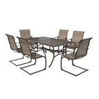Ensemble de salle à manger d'extérieur Mondawe 7 pièces en acier et textilène avec 6 chaises et 1 table à trou de parasol