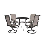 Mondawe 5-Piece Outdoor Dining Set With 4 Swivel Chairs & 1 Steel Mesh Circle Table With Umbrella Hole