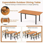 Ensemble de salle à manger d'extérieur 7 pièces Costway avec table rectangulaire extensible en bois d'acacia de 130-163 cm