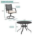 Ensemble de salle à manger d'extérieur Mondawe 5 pièces – Table ronde noire avec trou pour parasol et chaises pivotantes