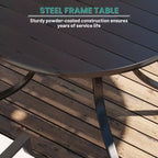 Ensemble de salle à manger d'extérieur Mondawe 5 pièces – Table ronde noire avec trou pour parasol et chaises pivotantes