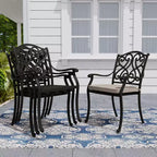 Mondawe Ensemble de salle à manger d'extérieur 7 pièces en aluminium moulé avec 4 chaises de salle à manger et 2 fauteuils à bascule pivotants