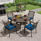 Mondawe 5 Pieces Round Cast Aluminum Outdoor Dining Set with 4 Dining Chair