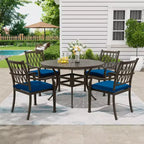 Mondawe 5 Pieces Round Cast Aluminum Outdoor Dining Set with 4 Dining Chair