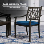 Mondawe 5 Pieces Round Cast Aluminum Outdoor Dining Set with 4 Dining Chair