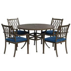 Mondawe 5 Pieces Round Cast Aluminum Outdoor Dining Set with 4 Dining Chair