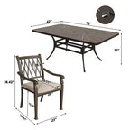 Ensemble de salle à manger d'extérieur 9 pièces Mondawe en fonte d'aluminium, composé d'une table rectangulaire de style rétro et de 8 chaises de salle à manger avec coussins.