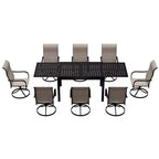 Ensemble de salle à manger d'extérieur Mondawe 9 pièces, avec 1 table rectangulaire extensible et 8 chaises de patio pivotantes à 360 degrés