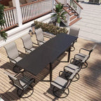 Ensemble de salle à manger d'extérieur Mondawe 9 pièces, avec 1 table rectangulaire extensible et 8 chaises de patio pivotantes à 360 degrés