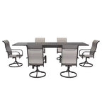 Mondawe 7-Piece Outdoor Patio Dining Set,With 1 Piece Extendable Rectangle Table and 6 Piece 360 Degree Swivel Chair