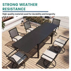 Mondawe 7-Piece Outdoor Patio Dining Set,With 1 Piece Extendable Rectangle Table and 6 Piece 360 Degree Swivel Chair