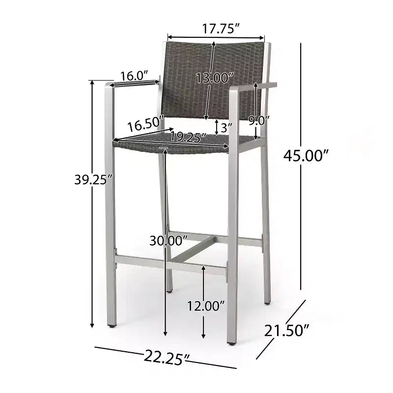 Ensemble de bar extérieur 5 pièces en osier et aluminium GDFStudio Crested Bay