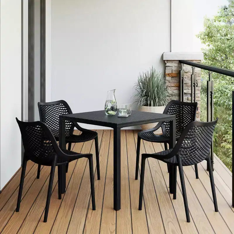 Ensemble de salle à manger d'extérieur 5 pièces WestinTrends Playa avec table à cadre métallique et chaises de patio empilables