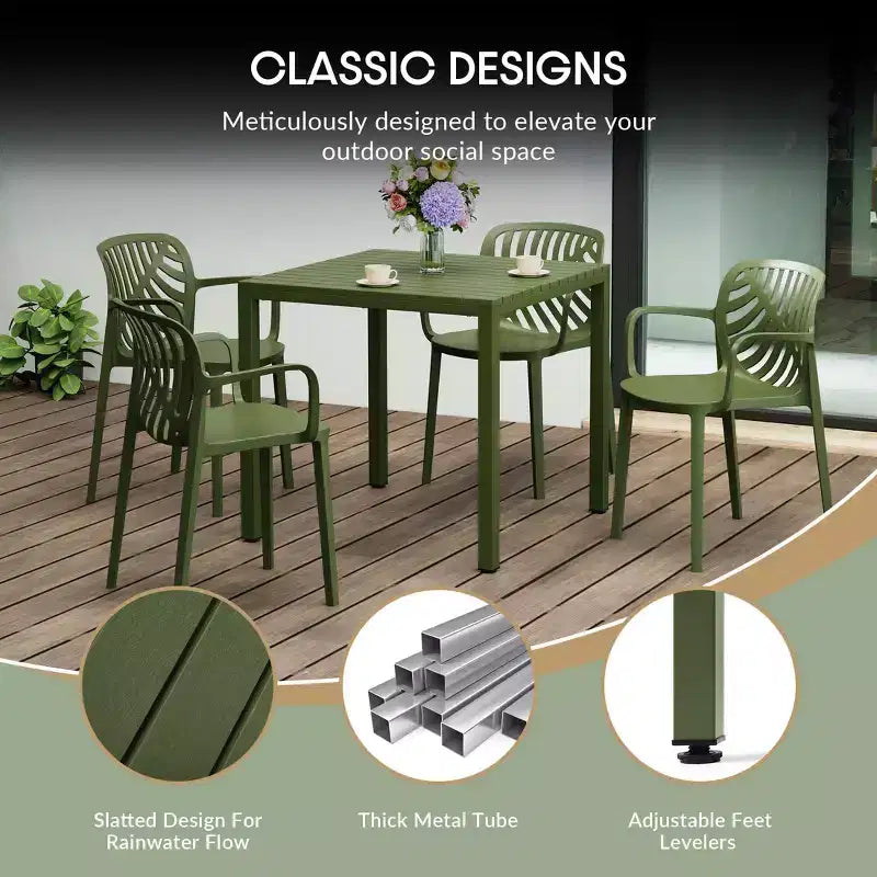 Ensemble de salle à manger d'extérieur 5 pièces WestinTrends Playa avec table à cadre métallique et chaises de patio empilables