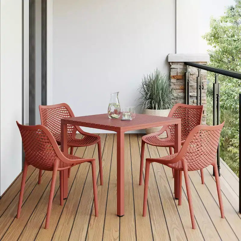 Ensemble de salle à manger d'extérieur 5 pièces WestinTrends Playa avec table à cadre métallique et chaises de patio empilables