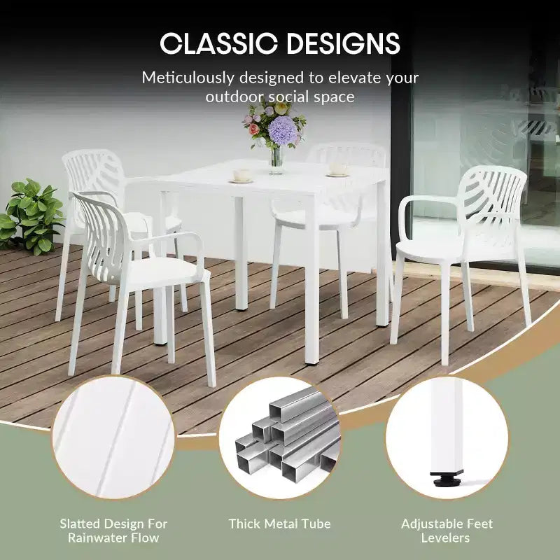 Ensemble de salle à manger d'extérieur 5 pièces WestinTrends Playa avec table à cadre métallique et chaises de patio empilables