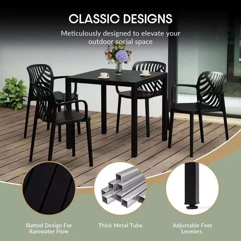 Ensemble de salle à manger d'extérieur 5 pièces WestinTrends Playa avec table à cadre métallique et chaises de patio empilables