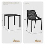 Ensemble de salle à manger d'extérieur 5 pièces WestinTrends Playa avec table à cadre métallique et chaises de patio empilables