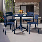 WestinTrends Playa Modern 5-Piece Resin Round Patio Dining Table Set with Stackable Patio Dining Chairs