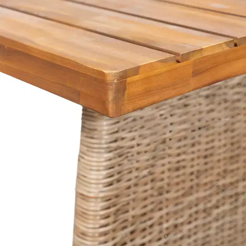Christopher Knight Home Francesca Rustic 7 Piece Outdoor Woven Rope Acacia Wood Dining Set with Rattan Slatted Table