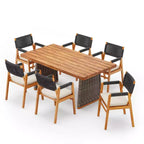 Christopher Knight Home Helena Ensemble repas de jardin 7 pièces en bois d'acacia et corde tressée rustique avec table à lattes en rotin