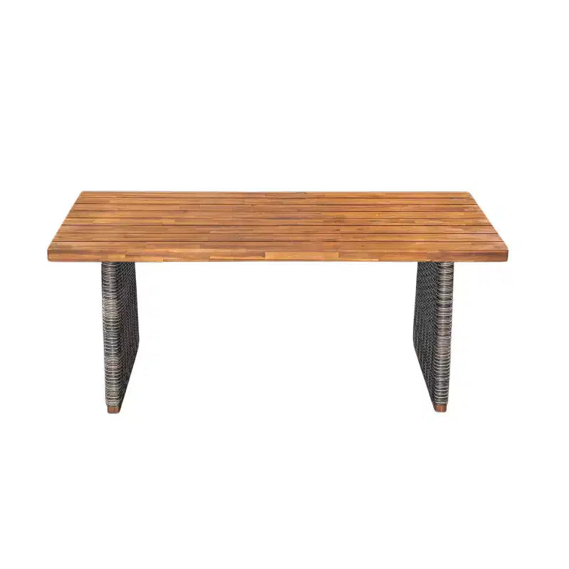 Christopher Knight Home Helena Ensemble repas de jardin 7 pièces en bois d'acacia et corde tressée rustique avec table à lattes en rotin