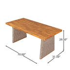 Ensemble de salle à manger d'extérieur rustique 6 pièces Christopher Knight Home Liliana en bois d'acacia avec table à lattes en rotin et coussins