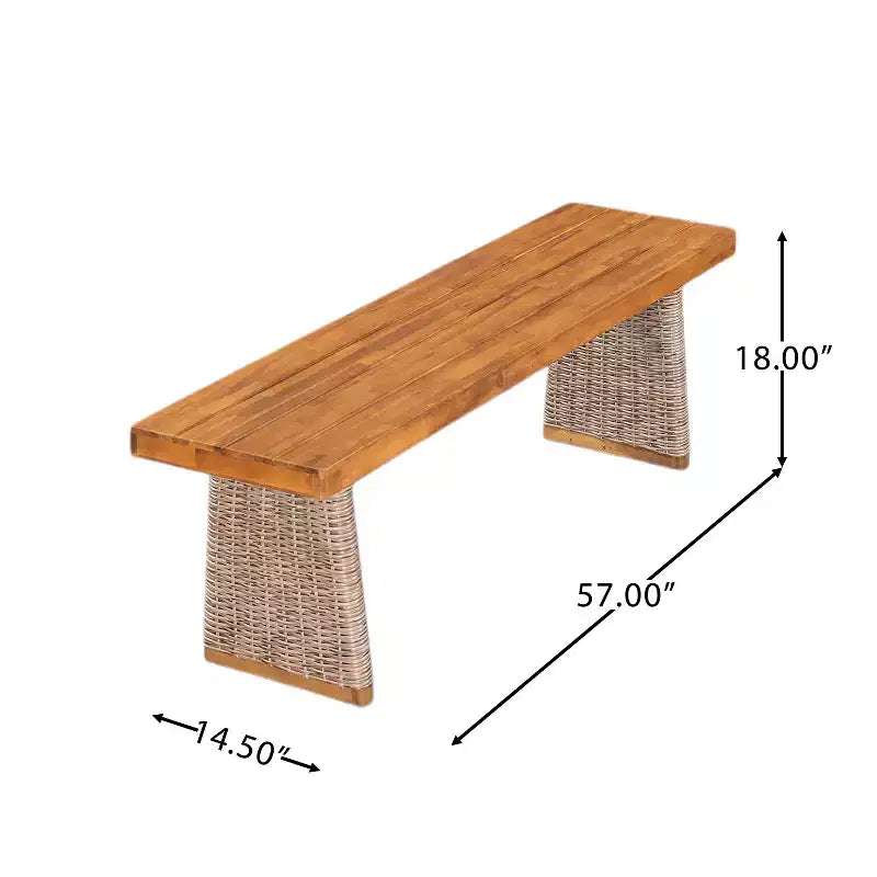 Ensemble de salle à manger d'extérieur rustique 6 pièces Christopher Knight Home Liliana en bois d'acacia avec table à lattes en rotin et coussins