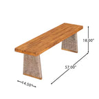 Ensemble de salle à manger d'extérieur rustique 6 pièces Christopher Knight Home Liliana en bois d'acacia avec table à lattes en rotin et coussins