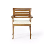 Christopher Knight Home Clara Rustic 6 Piece Outdoor Rattan Slatted Acacia Wood Dining Set with Cushions