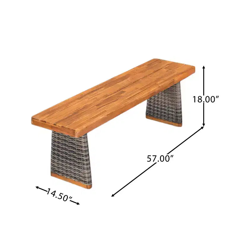 Christopher Knight Home Clara Rustic 6 Piece Outdoor Rattan Slatted Acacia Wood Dining Set with Cushions