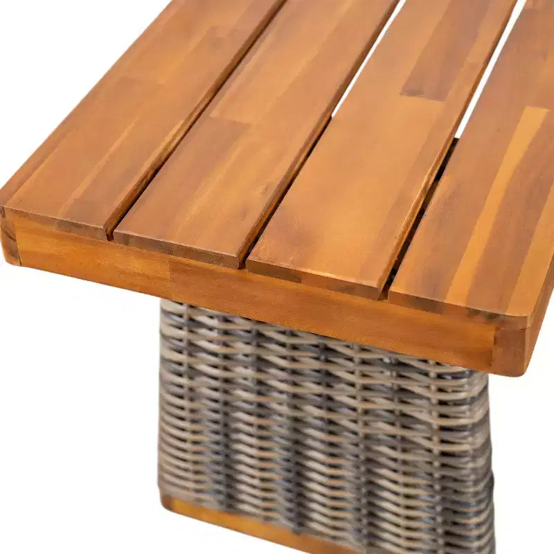 Christopher Knight Home Clara Rustic 6 Piece Outdoor Rattan Slatted Acacia Wood Dining Set with Cushions