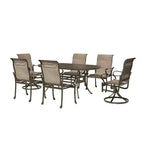 Mondawe – Ensemble de salle à manger d'extérieur 7 pièces en aluminium moulé avec 2 chaises pivotantes, 4 fauteuils et 1 table ovale