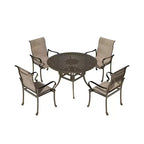 Ensemble de salle à manger d'extérieur Mondawe 5 pièces avec table ronde de 135 cm de large et 4 fauteuils