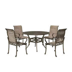 Ensemble de salle à manger d'extérieur Mondawe 5 pièces avec table ronde de 135 cm de large et 4 fauteuils