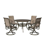 Mondawe 5 Pieces Outdoor Patio Dining Set with 48 in W Round Dining Table and 4 Swivel Rocking Chairs